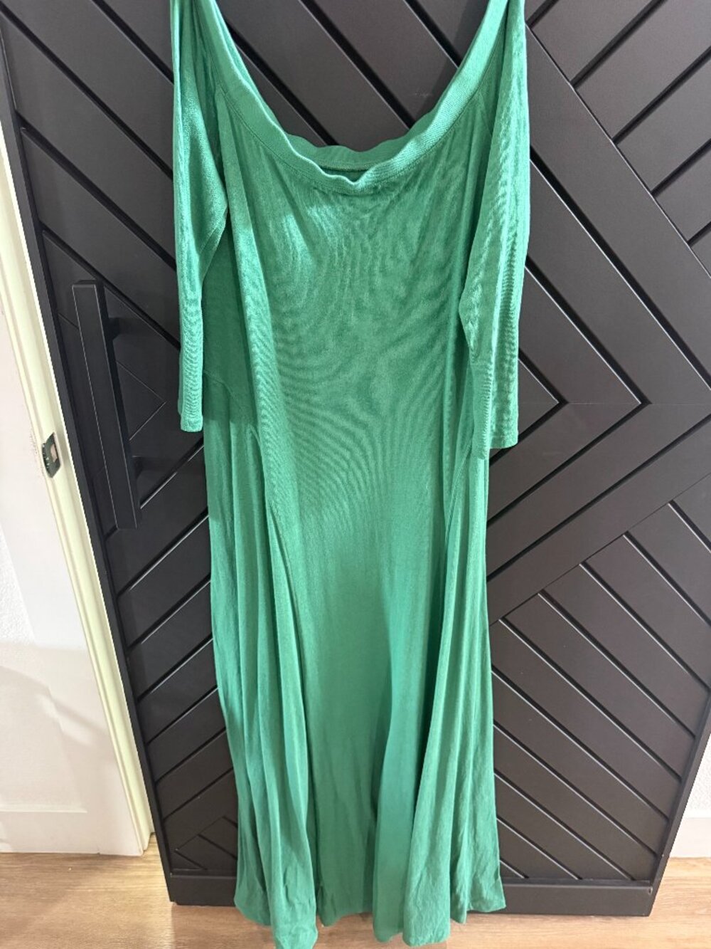 Free People FP Beach Green Long Sleeve Scoop Neck Maxi Dress Flare Hem Size L